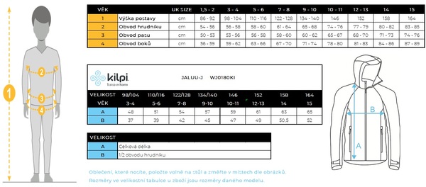 Dětská outdoorová nepromokavá bunda Kilpi JALUU-J Modrá WJ0180KIBLU 25/26