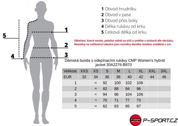 Dámská bunda s odepínacími rukávy CMP Women's hybrid jacket 30A2276-B870 25/26