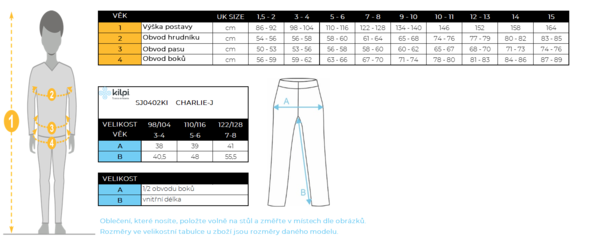 Dětské lyžařské kalhoty Kilpi CHARLIE-J Černá UJ0402KIBLK 25/26