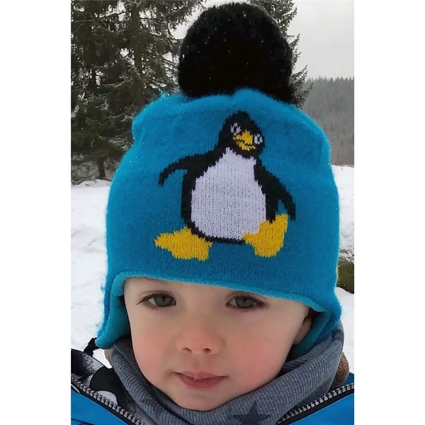 Dětská zimní čepice O´style Tučňák Modrá AH-134 25/26