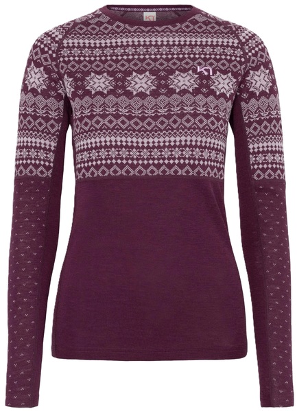 Dámské funkční merino triko Kari Traa Vilma Long Sleeve 623617 Wine Purple 25/26