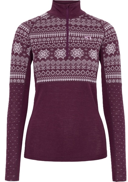 Dámské funkční triko Kari Traa Vilma Half Zip Wine 623616 25/26