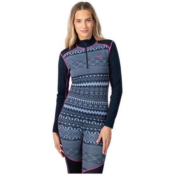 Dámské funkční merino triko Kari Traa Live Half Zip Dark Navy Blue Royal 623873 25/26