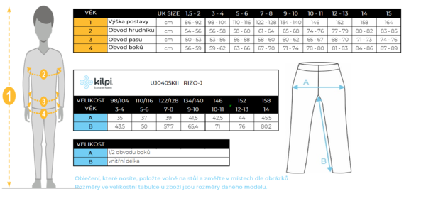 Dětské softshellové outdoorové kalhoty Kilpi RIZO-J černá UJ0405KIBLK