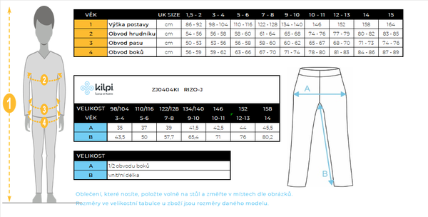 Dětské softshellové outdoorové kalhoty Kilpi RIZO-J černá ZJ0404KIBLK 25/26