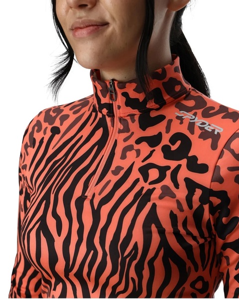 Dámský rolák Spyder Vivid 1/2 Zip Animal Print Coral Haze 38B013500-ANH 25/26