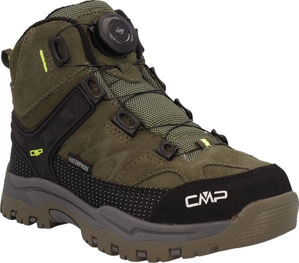 Dětské kotníkové trekové boty CMP Kids Kiruna Mid Fitgo Fleece WP Olive-Acido 3Q57894-36EU 25/26